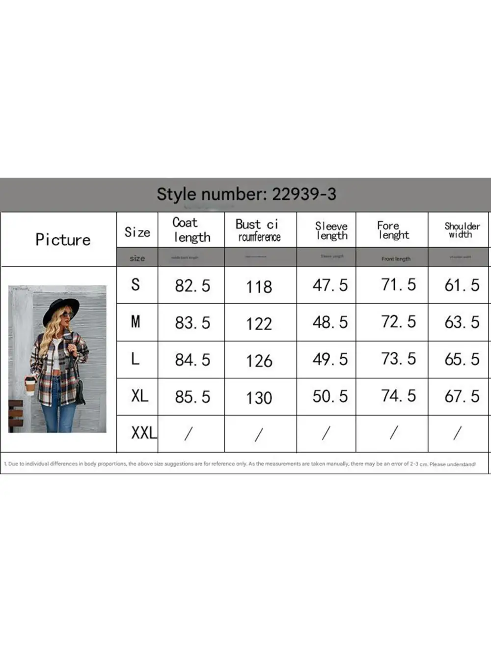 Long Sleeve Cardigan Collared Loose Plaid Wool Shirt