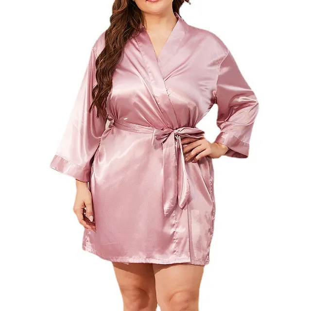 Short Silky Robe with Tie Waist