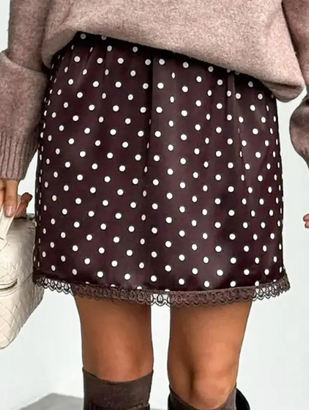 Polka Dot Straight Mini Skirt