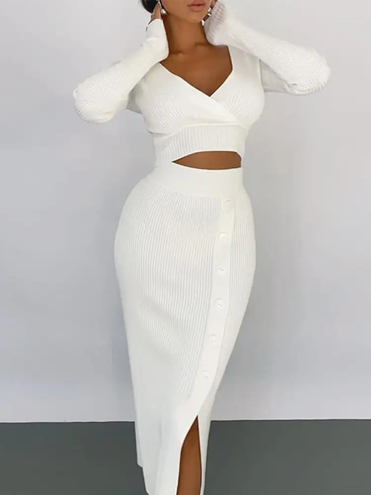 Knitted Matching Skirt Set