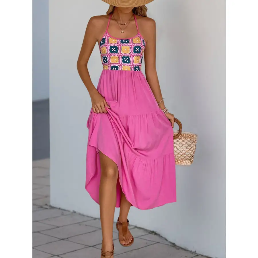 Halter Halter Neck Tiered Midi Dress