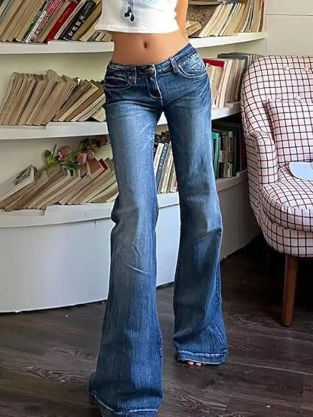 Modern Low Rise Flare Leg Denim Jeans