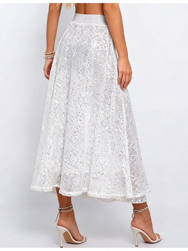 Sequin Elastic Waist Maxi Skirt