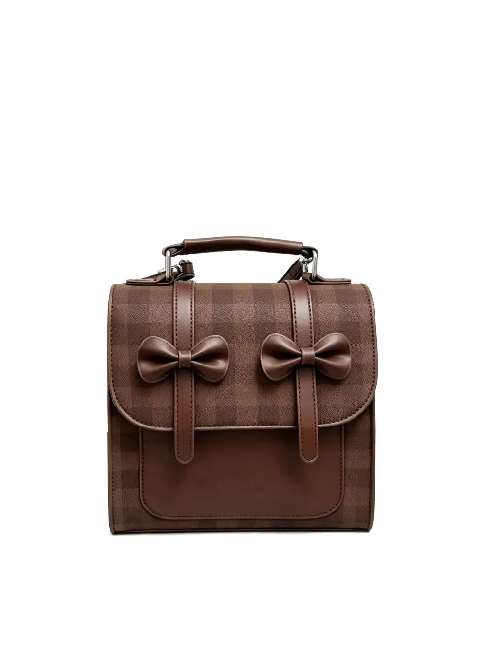 Gingham Bow Casual Backpack