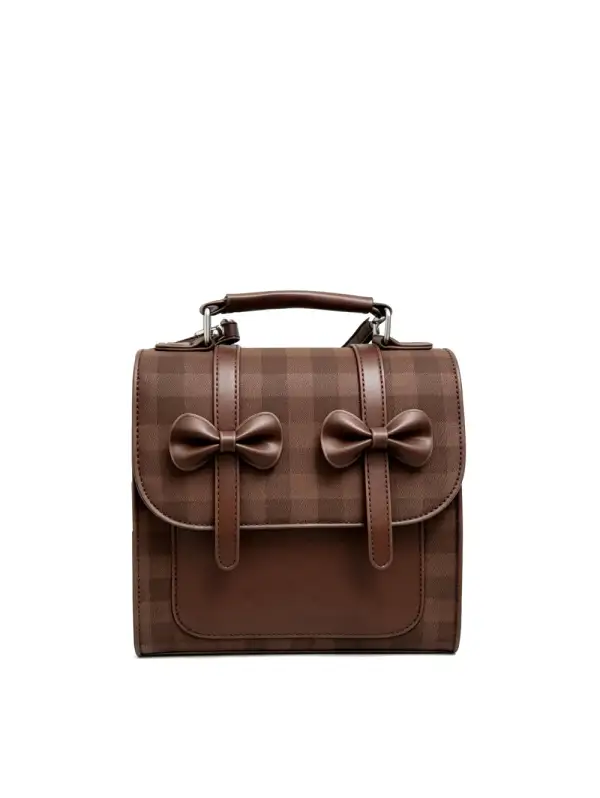 Gingham Bow Casual Backpack