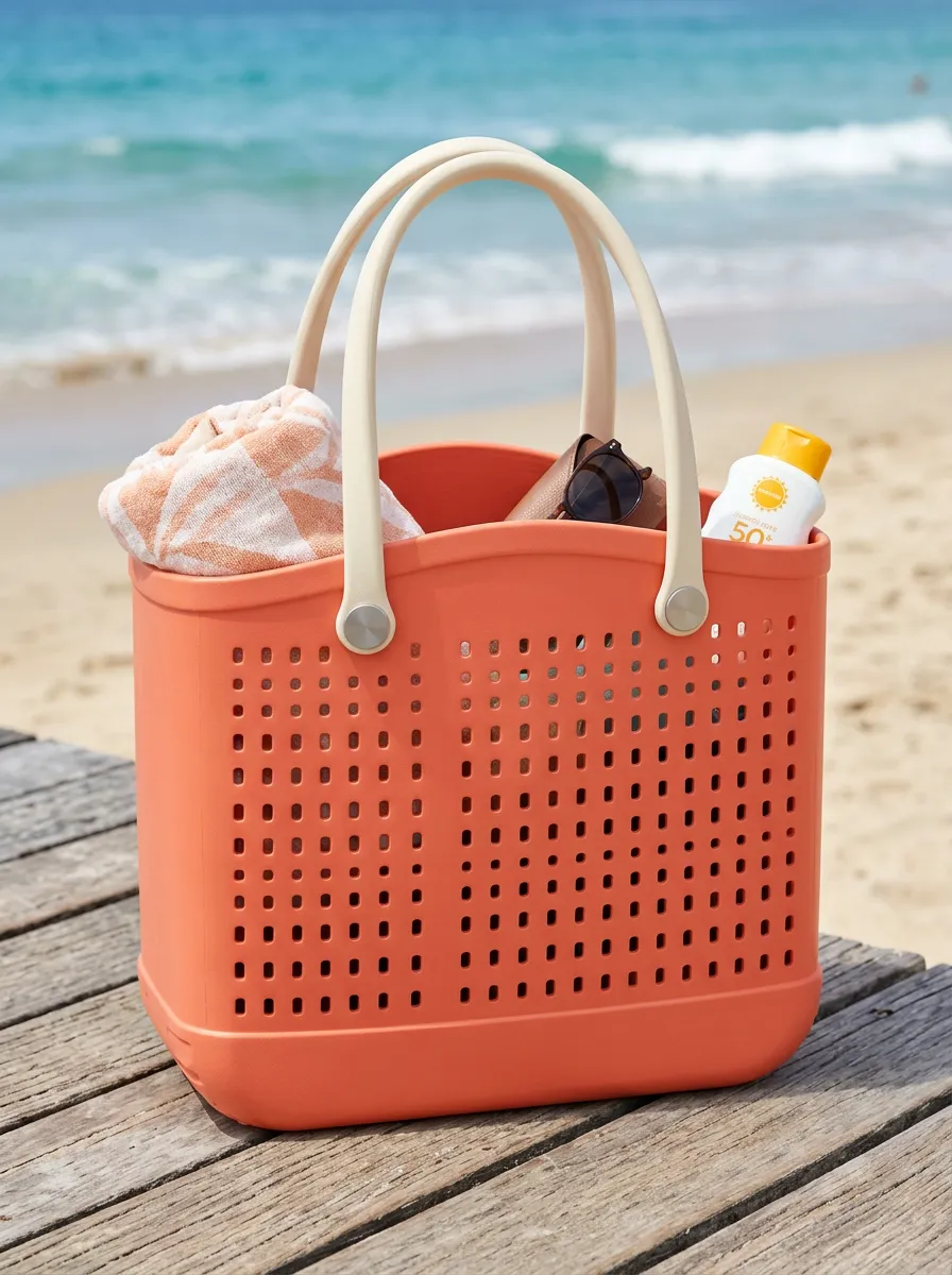Coral Minimal Waterproof Perforated Beach Tote