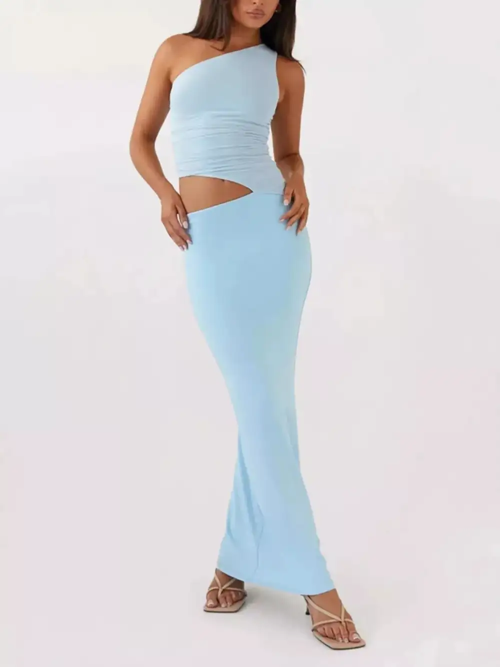 One Shoulder Ruched Coordinated Set