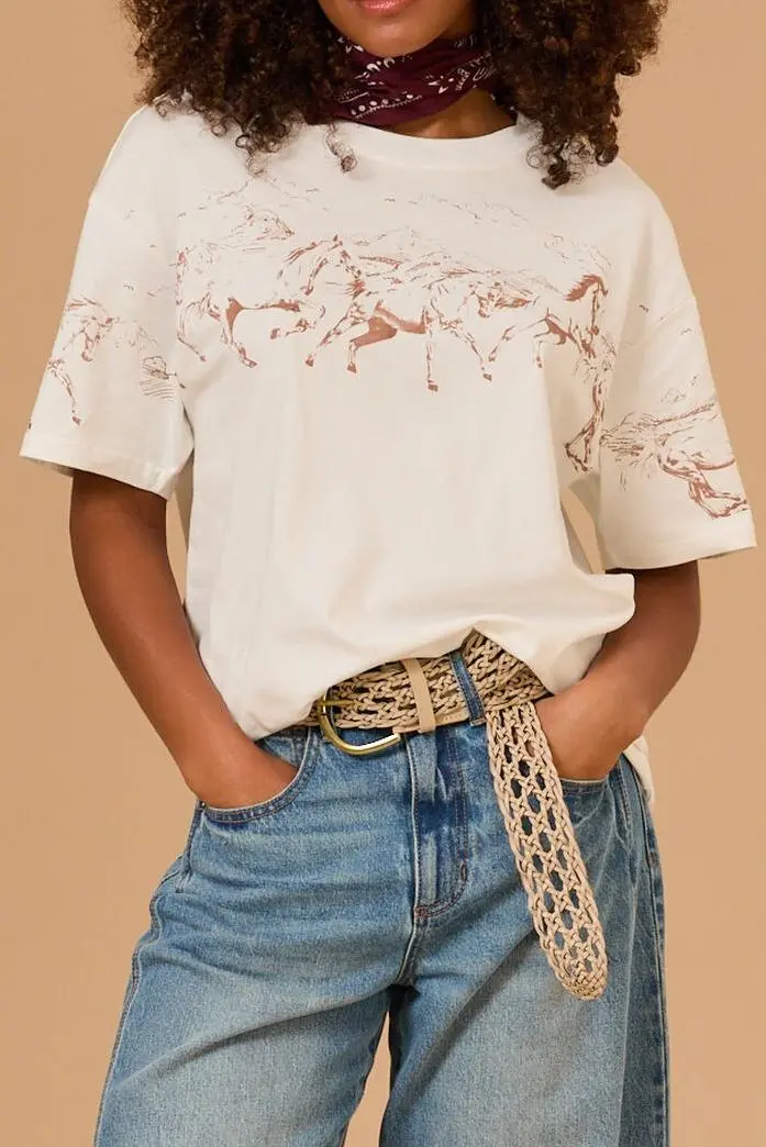 Running Horses Oversized Tee
