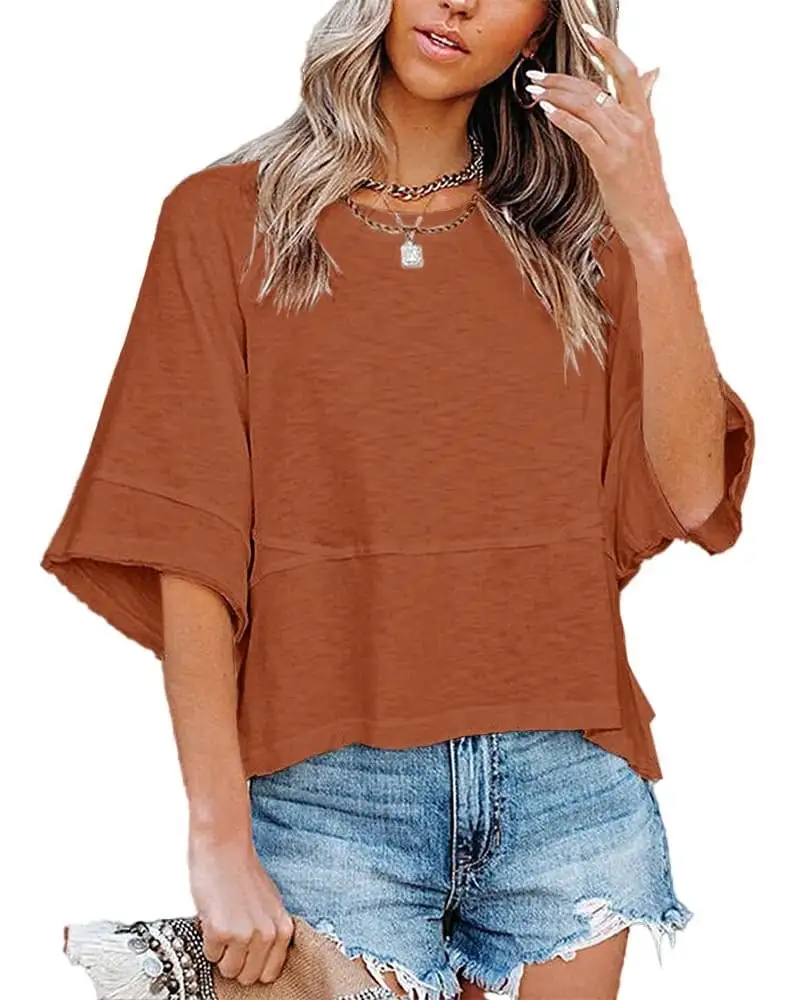 Women's Comfortable Slouchy Short Sleeve T-Shirts - Breathable & Roomy