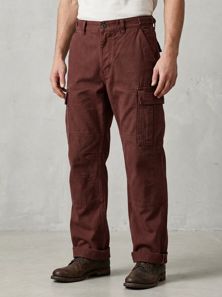 Men's Military Style Olive Green Multi-Pocket Cargo Pants