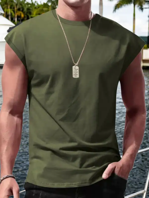 S Minimalist Drop Shoulder Sleeveless Tee Tank Top