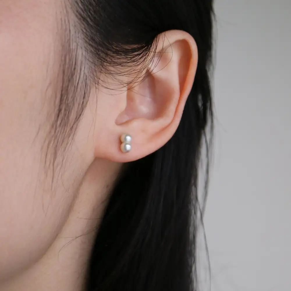 Double Pearl Stud Earrings