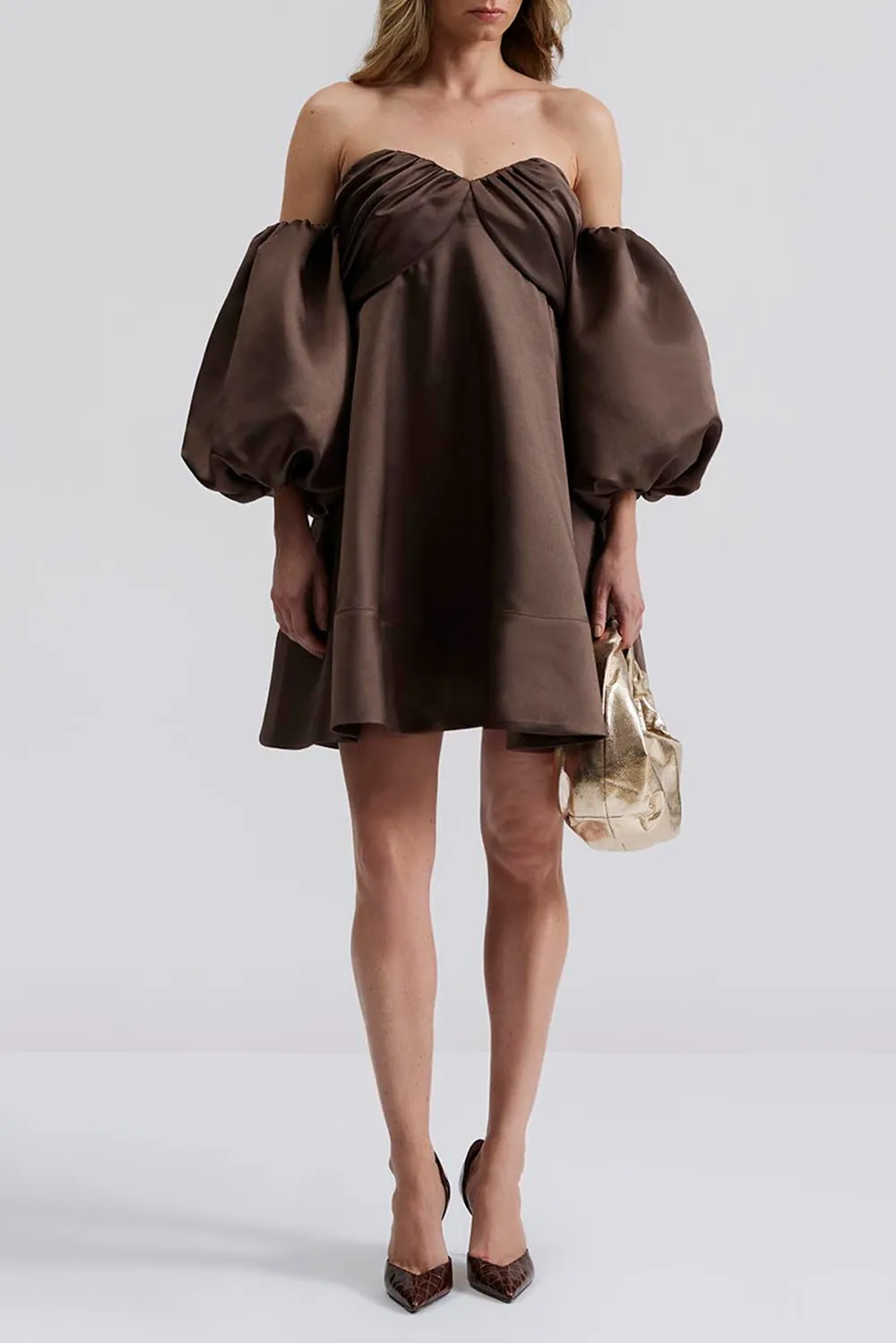 Off Shoulder Puff Sleeve Mini Dress