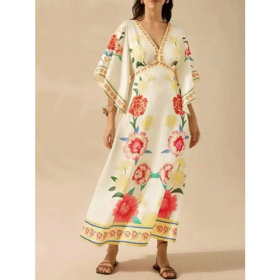 Palm V-Neck Midi Dress
