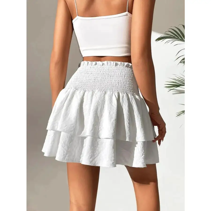 Smocked Layered Mini Skirt