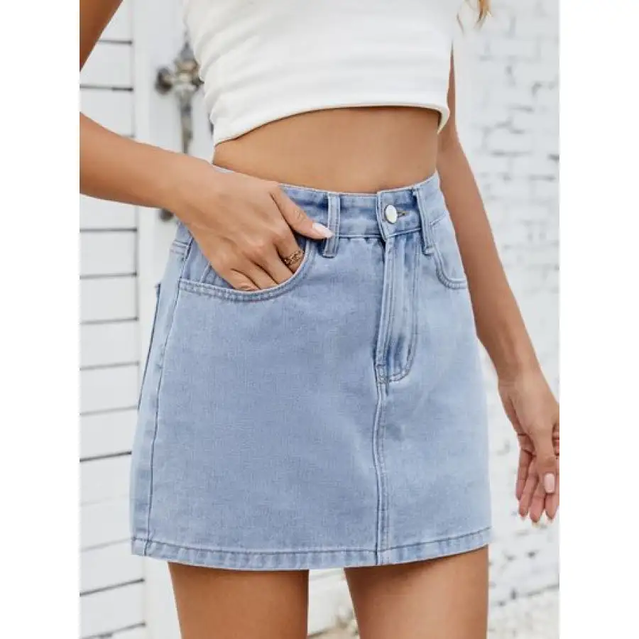 Solid Mini Denim Skirt