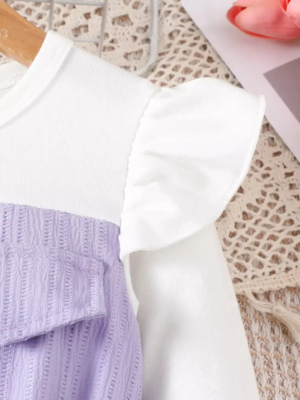 Girls Ruffled Bow Long Sleeve Dress