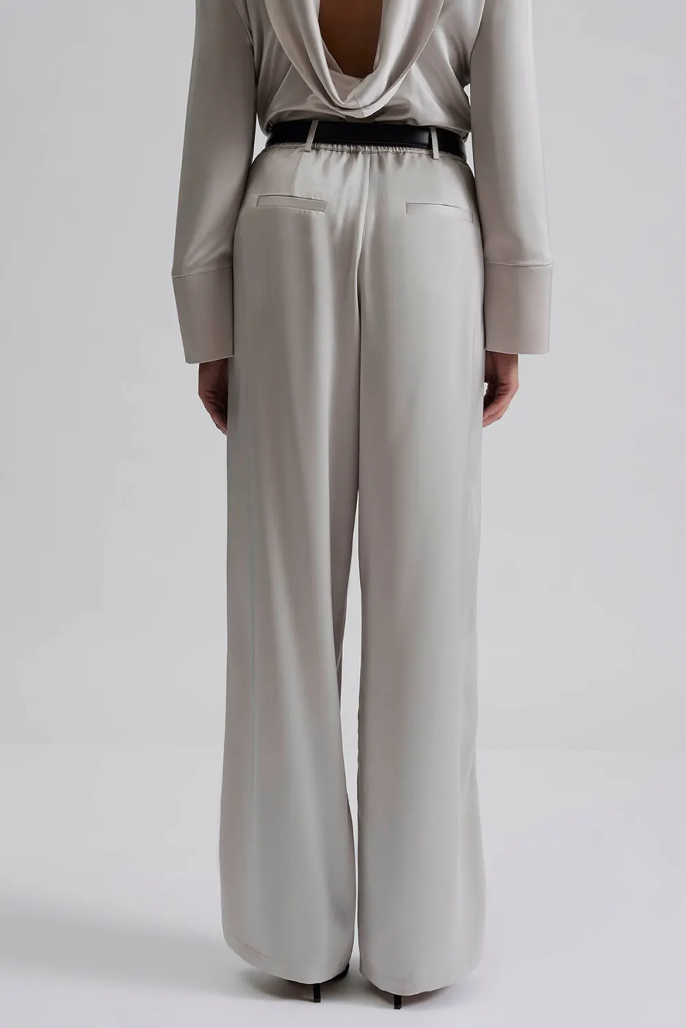 Elastic Waist Satin Trousers