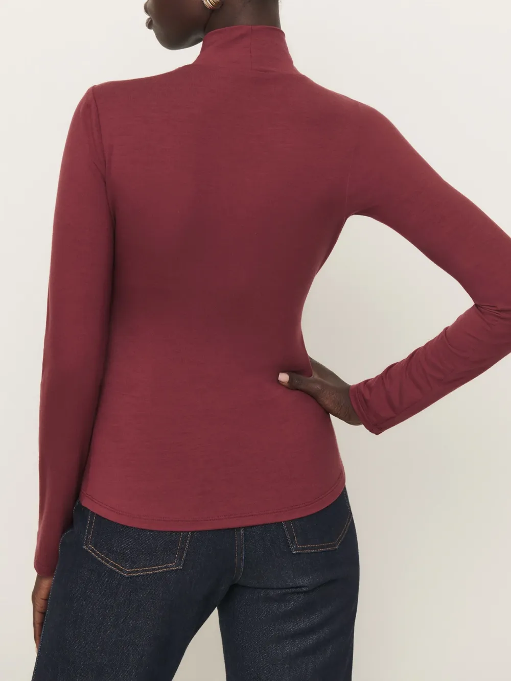 Mock Neck Slim Fit Long Sleeve Top