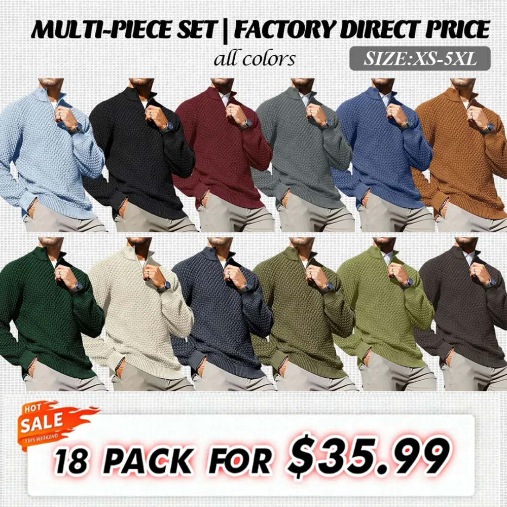 🔥 Men's Cable Knit Quarter-Zip Sweater