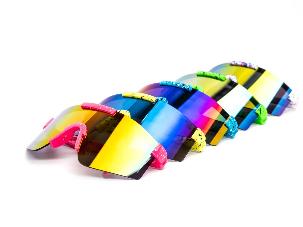 12-Pack Kids Oversized Sport Rimless Burnt Mirror Sunglasses