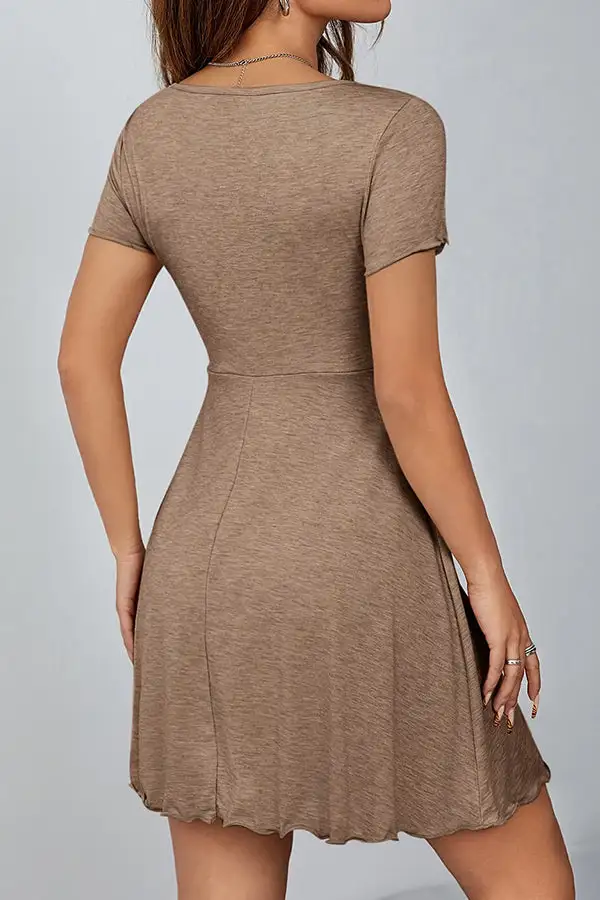 Drawstring Solid Color Drawstring Casual Dress