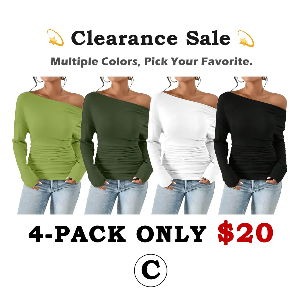 Women's Plain Ruched Asymmetrical Neck Drop Shoulder Tee, Casual Long Sleeve T-Shirt for Spring & Fall, Women's Top for Daily Wear