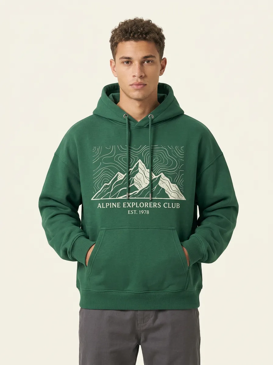 Men's Alpine Explorers Club Mountain Topographic Graphic Hoodie