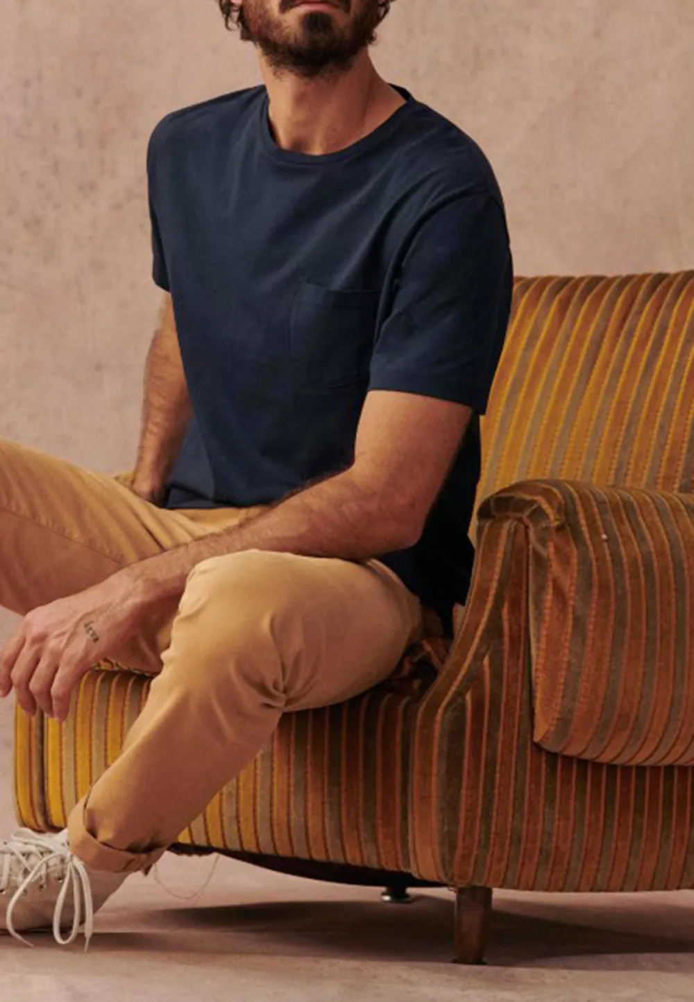 Navy Blue Relaxed Fit Cotton Crew Neck T-Shirt