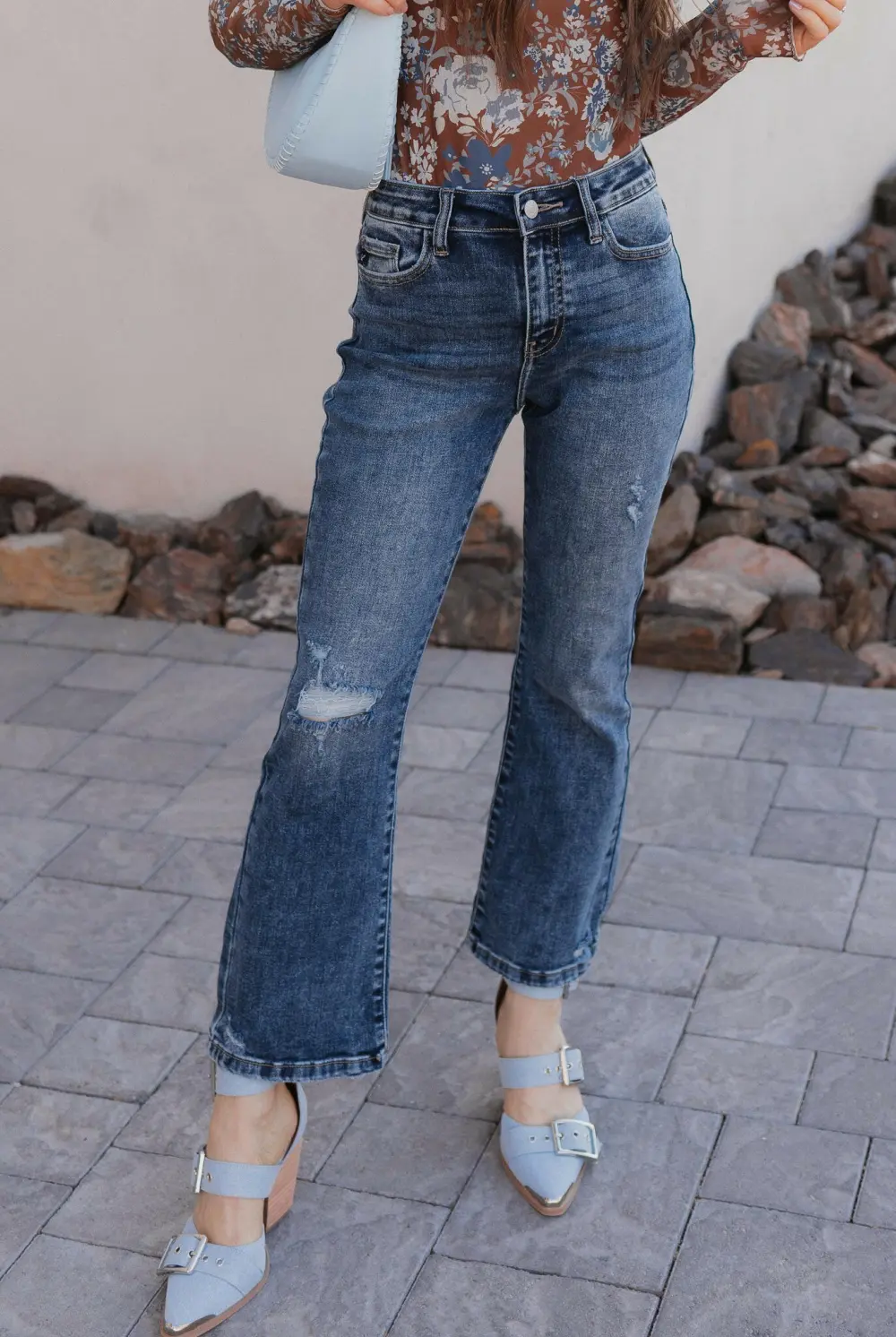 High Rise Cropped Flare Jeans