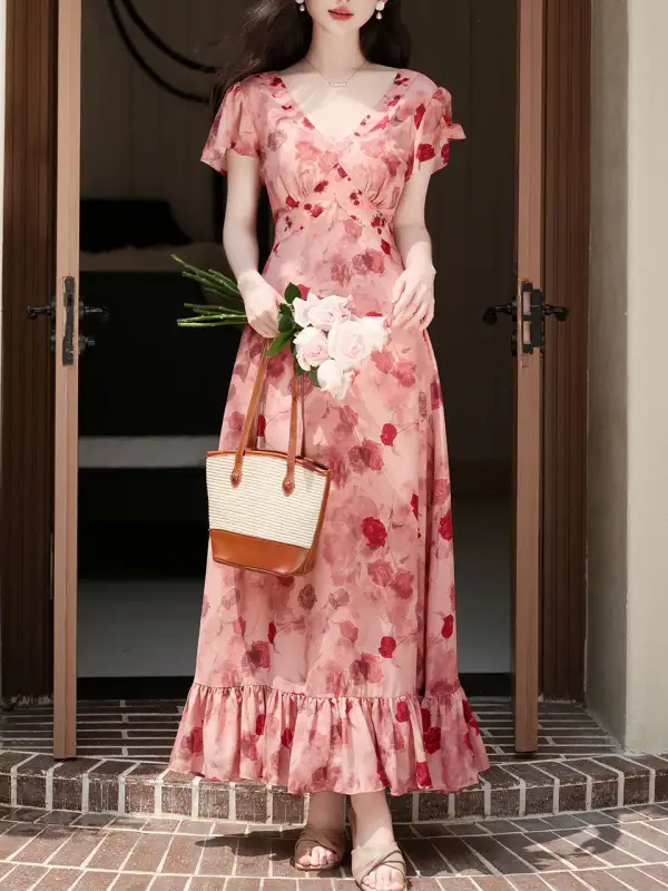 V Neck Long Dress