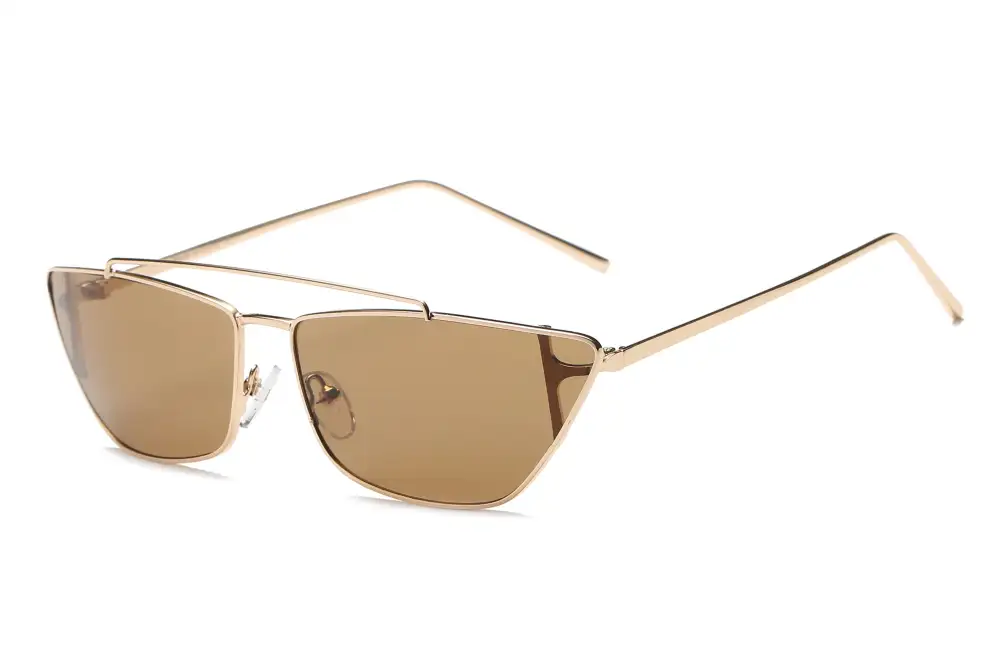Metal Retro Flat Lens Rectangular Sunglasses