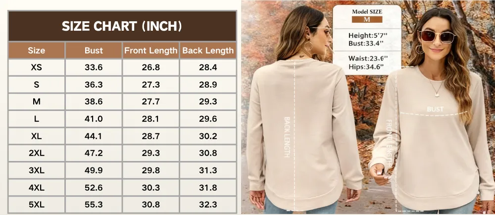 Women's Sweatshirt Crewneck Long Sleeve Shirts High Low Tops Curved Hem
