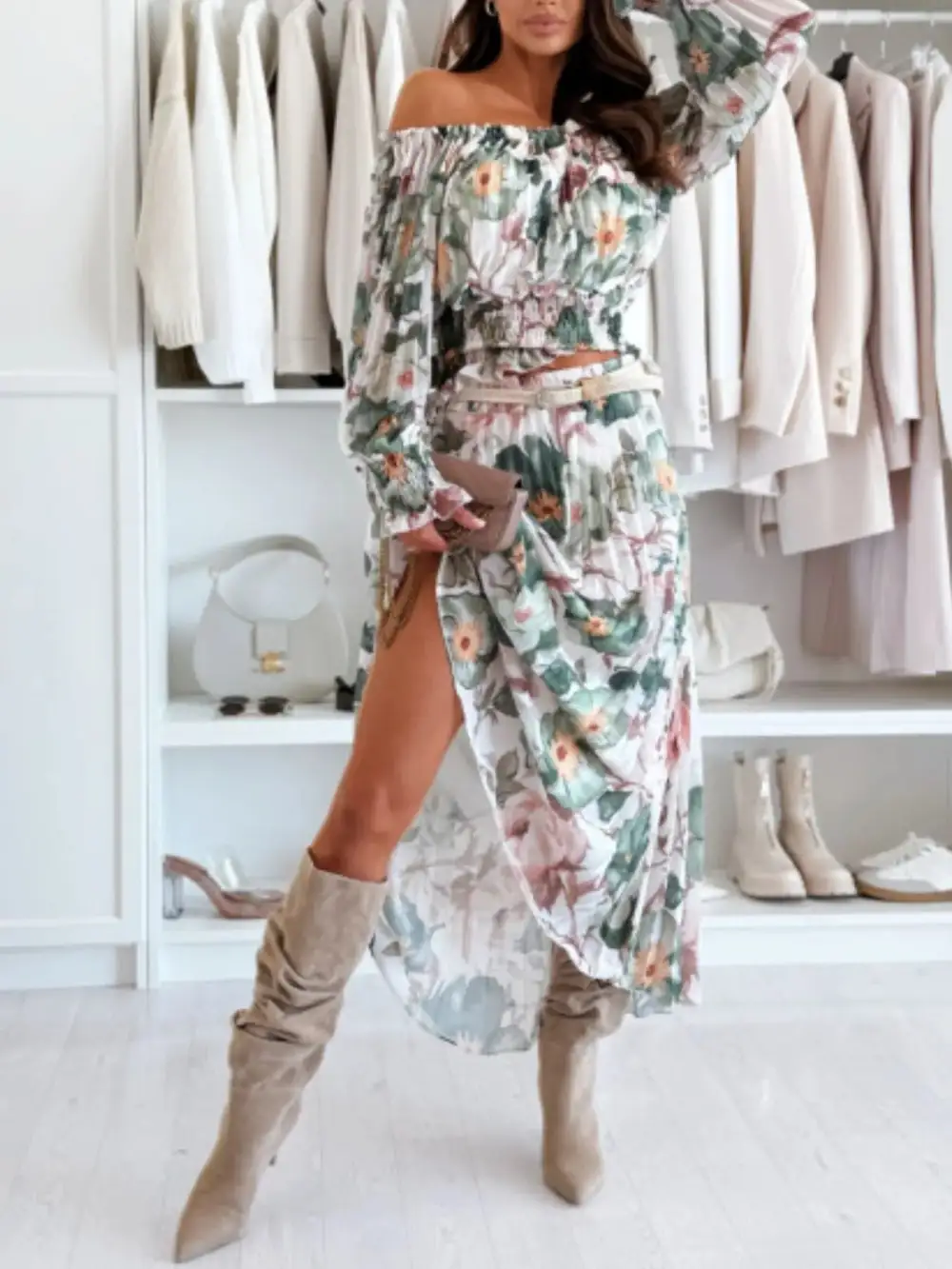 Shoulder Ruched Coordinated Set