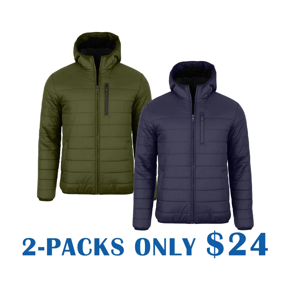 Men’s Sherpa Fleece–Lined Hooded Puffer Jacket – Classic Warm Winter Coat