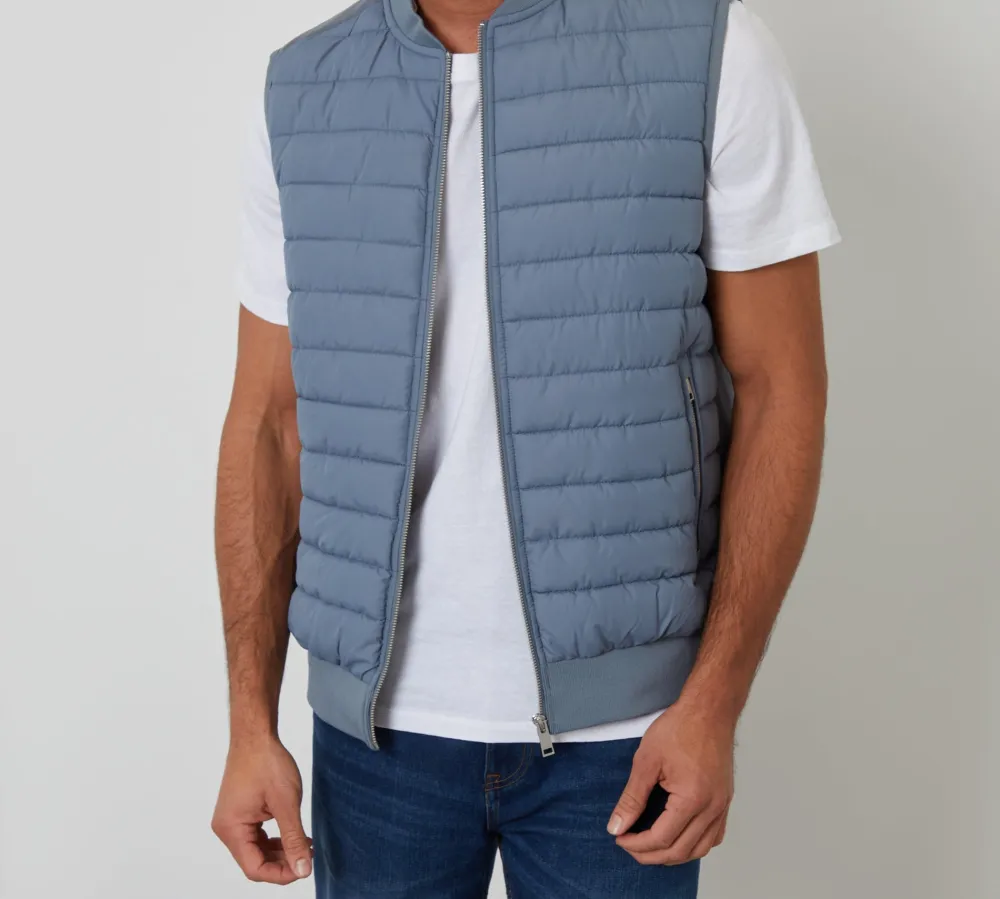 Men's Denim Blue Quilted Hybrid Vest