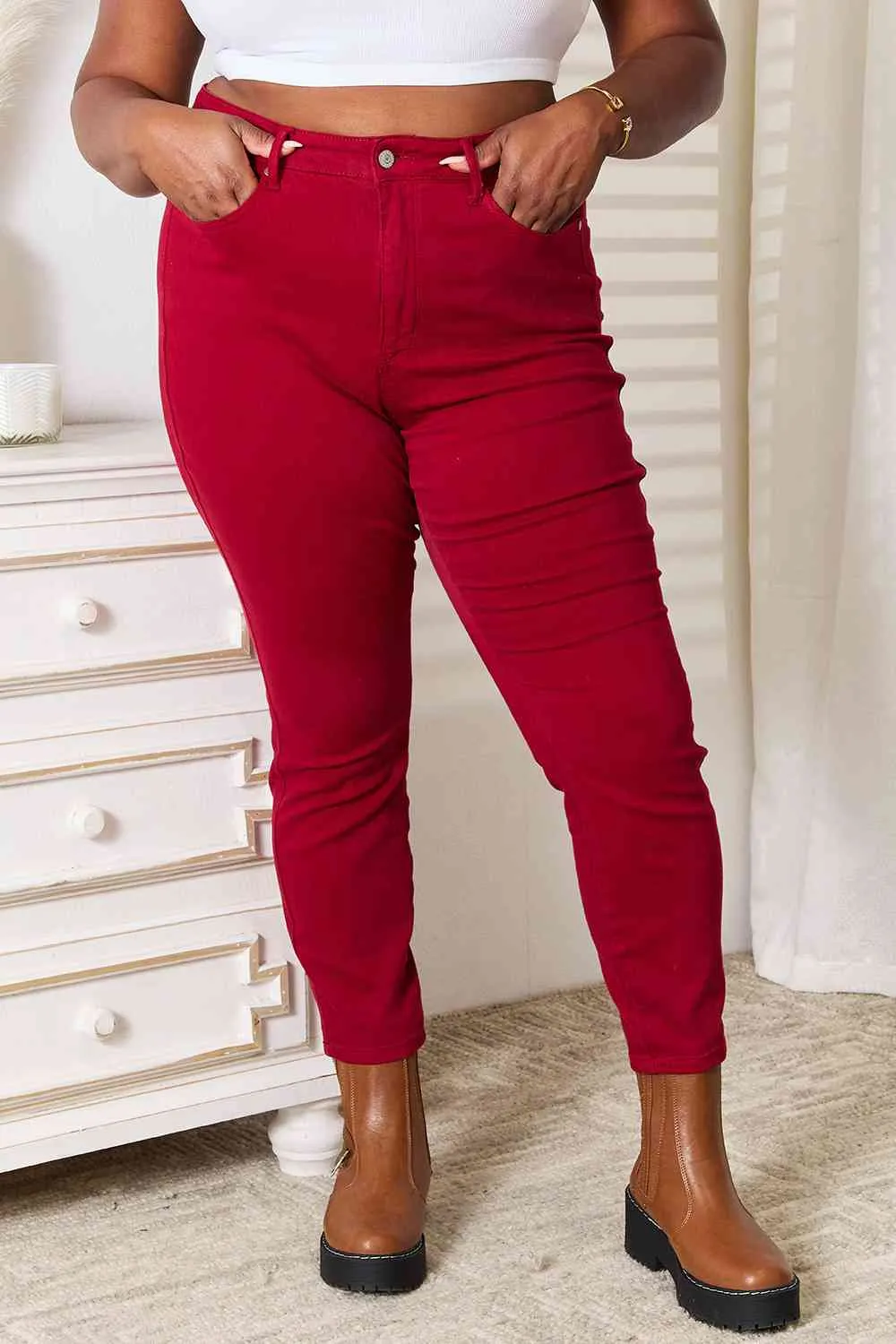 Utility High Waist Skinny Denim Jeans