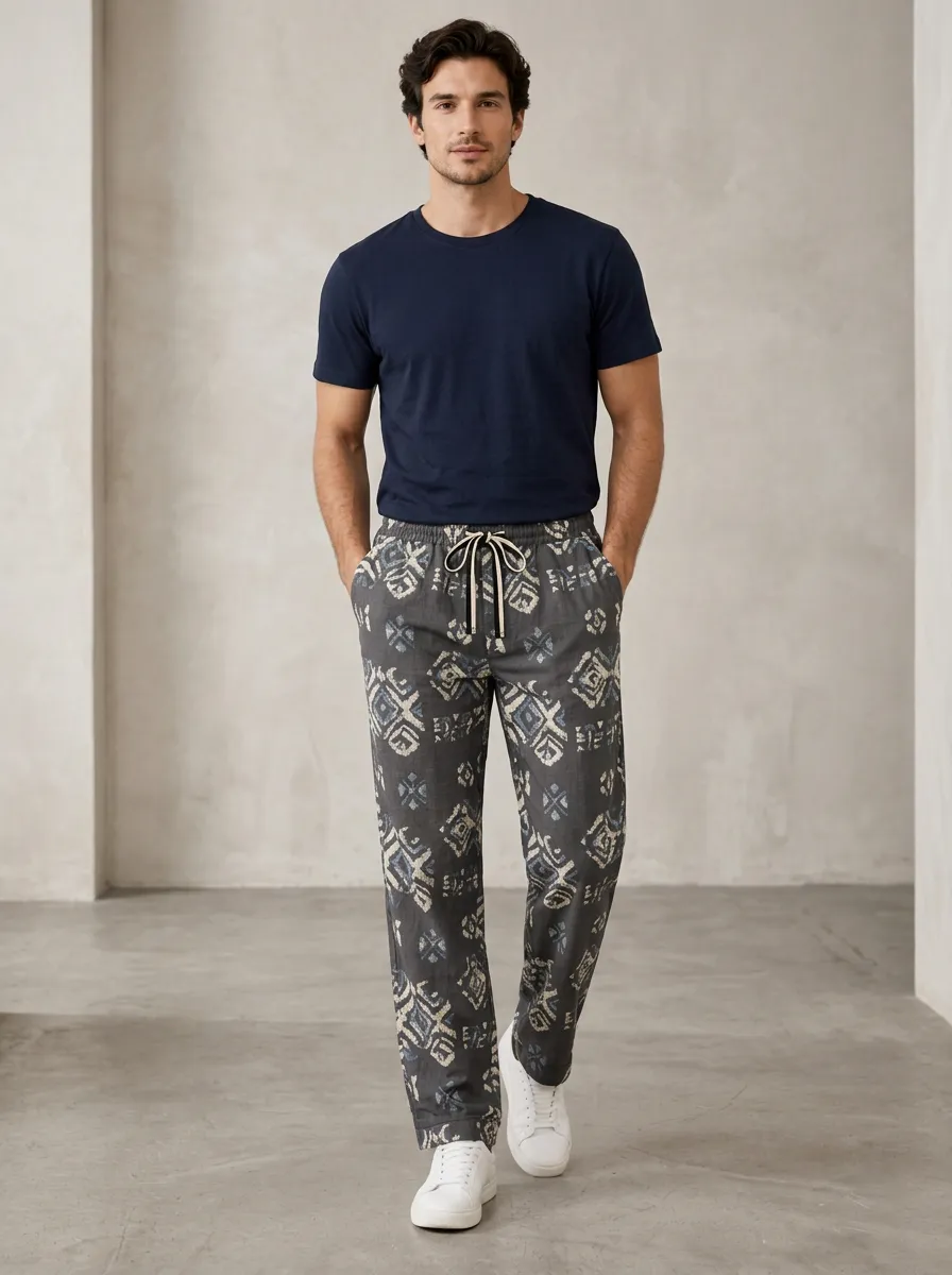 Men's Boho Tribal Geometric Pattern Pants