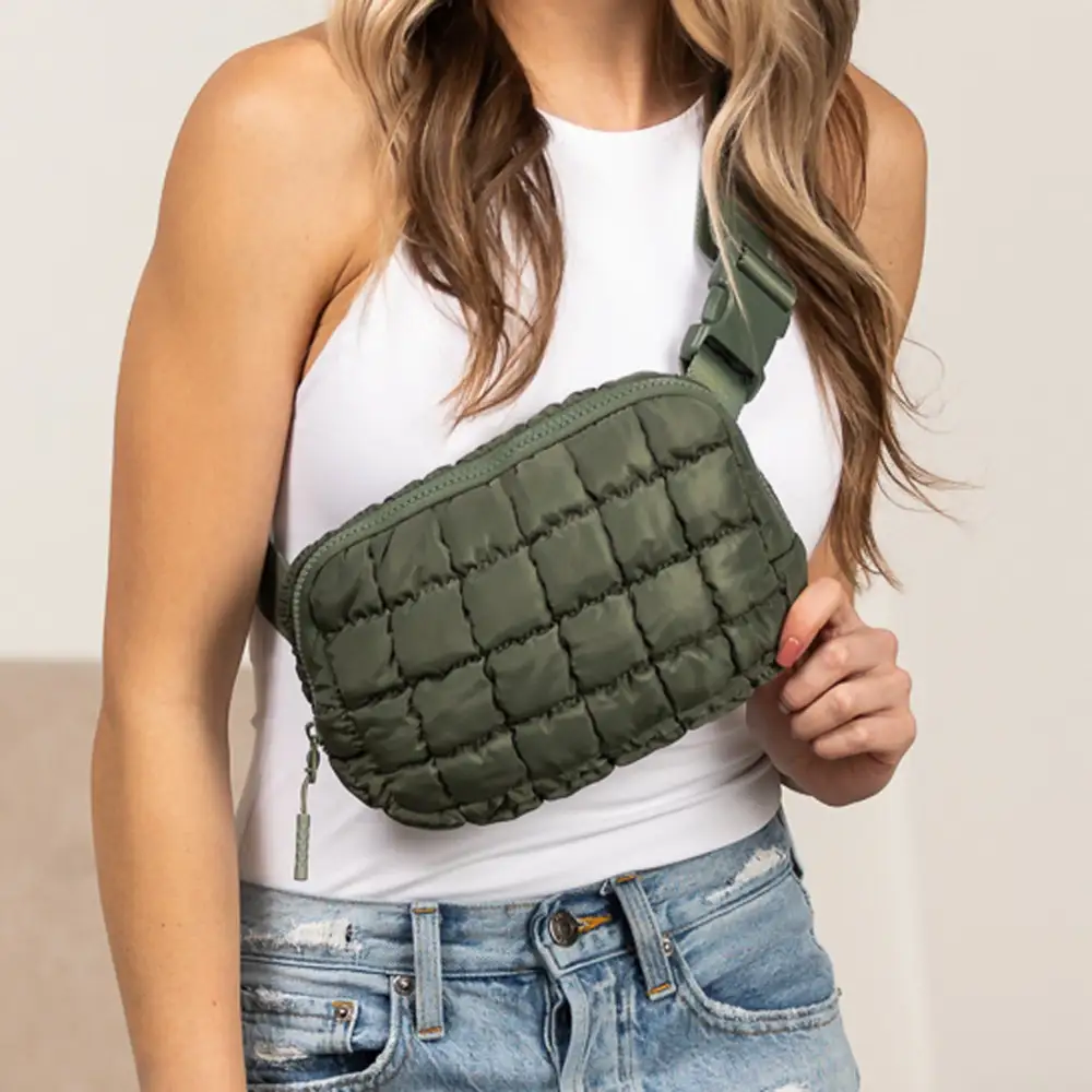 Quilted Puffer Sling Crossbody Belt Bag