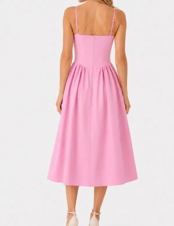 Chic Sweetheart Neck Corset Spaghetti Strap Midi Dress
