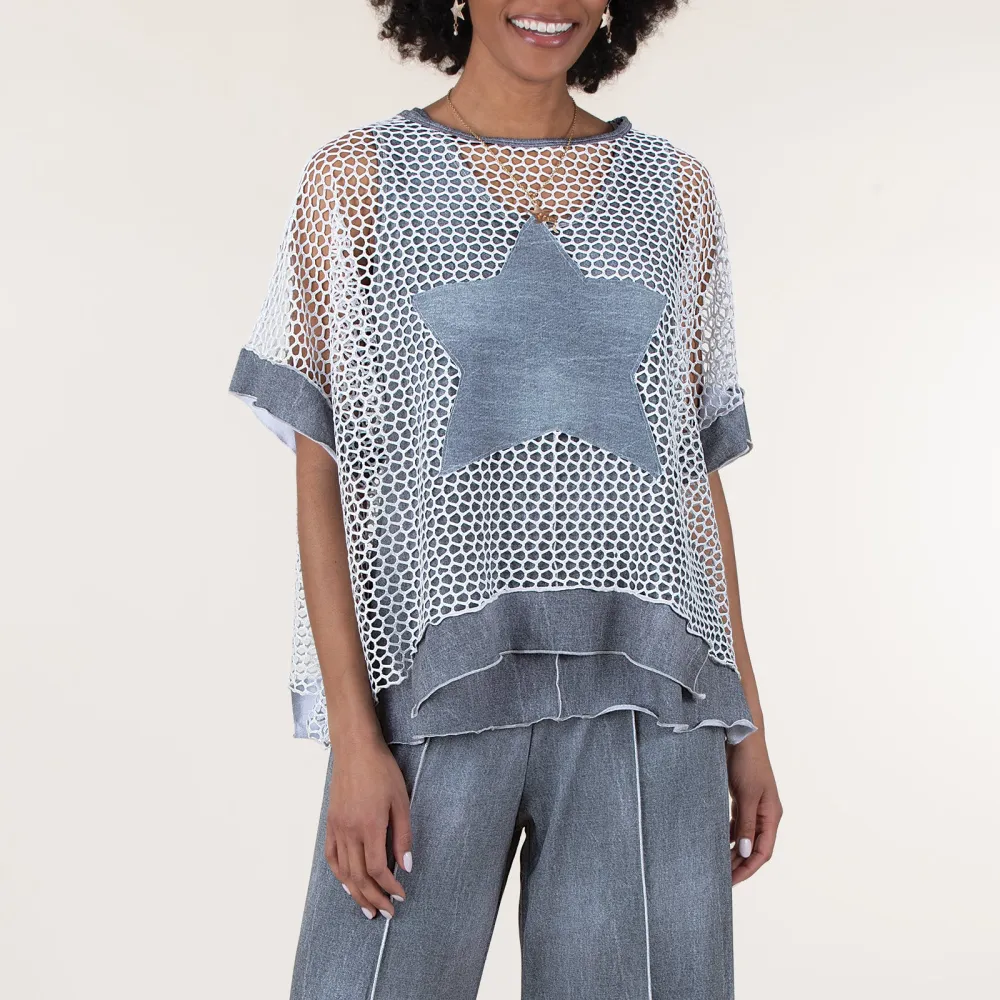 Star Pattern Mesh Top