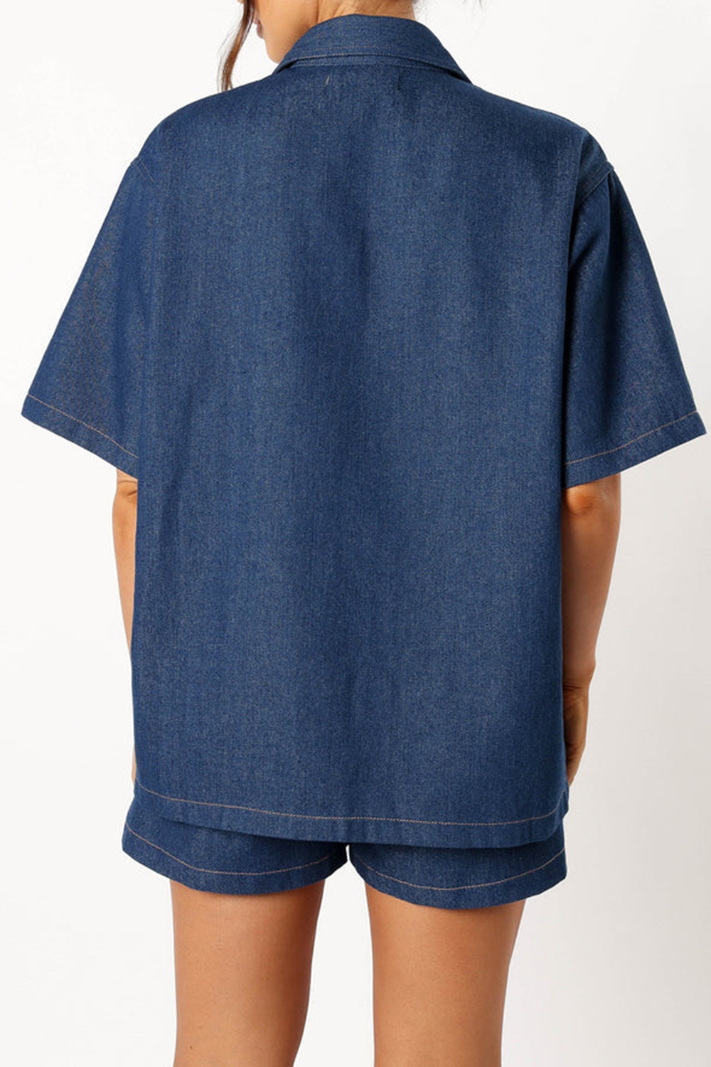 DARK DENIM LOOSE BUTTON DOWN SHIRT