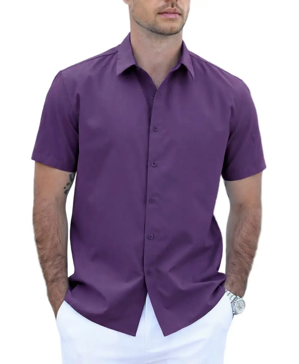 Casual Button Down Short Sleeve Dress Shirt