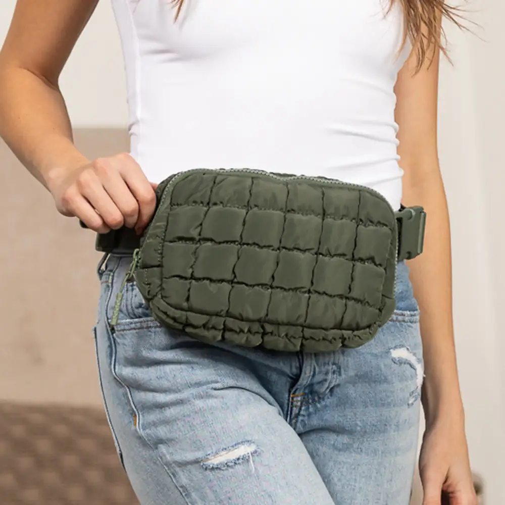 Quilted Puffer Sling Crossbody Belt Bag
