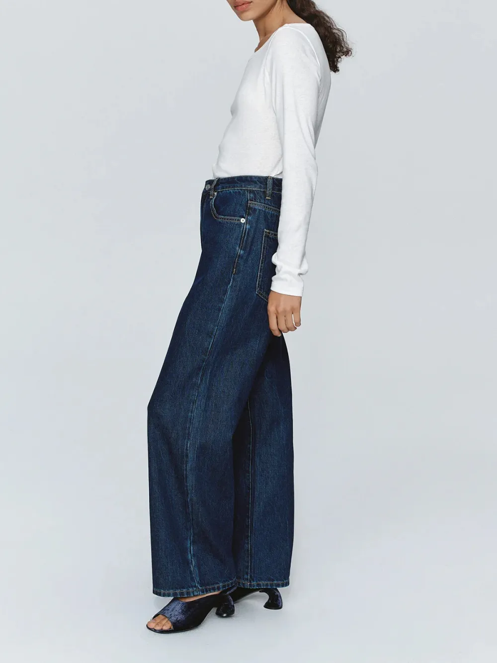 Casual Style Wide Leg Jean Washed Indigo