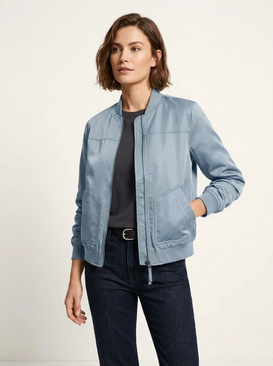 Quilted Utility Zip-Front Women's Casual Jacket