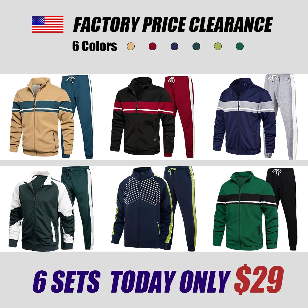 Leading The Better Life Men'S Sweat Suit 2 Piece Outfit Casual Contrast Sports Jogging Tracksuits Set