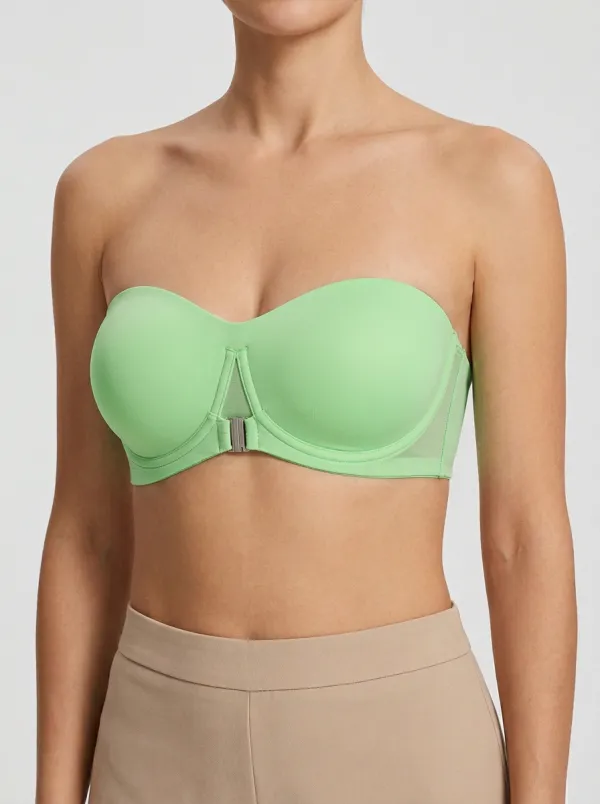 Women's Metal-Clasp Structured-Cup Front-Closure Strapless Bra