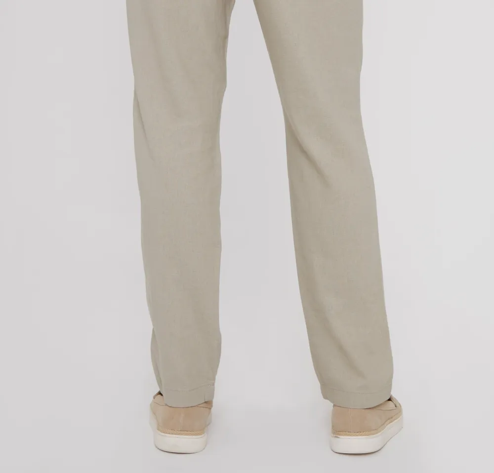 Men's Stone Linen Blend Drawcord Pants