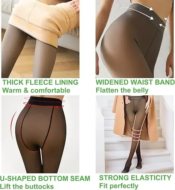 Fleece Lined Tights Sheer Women